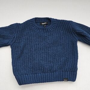 DKNY Toddler's Textured Blue Teil Crewneck Sweater Size 2T